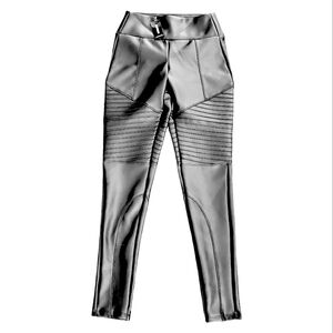 NWT Express Moto Biker Faux Leather Leggings Pants Women Size Xs Mid Rise Black